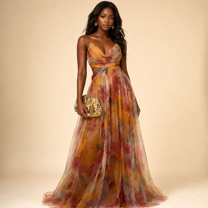 Vestido Aurora Estampado com Drapeado