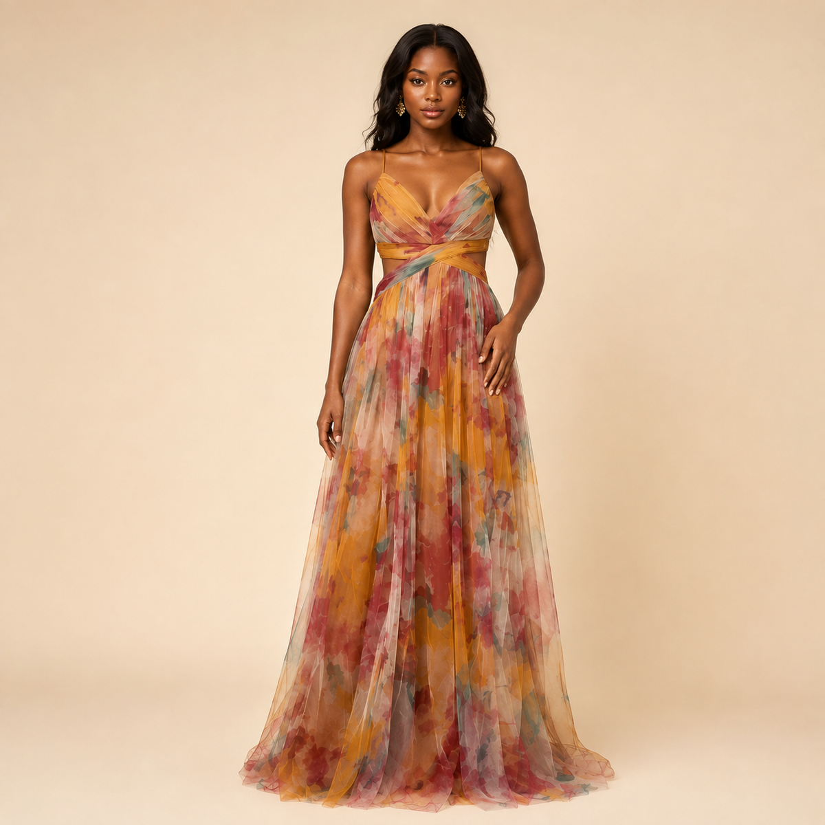 Vestido Aurora Estampado com Drapeado