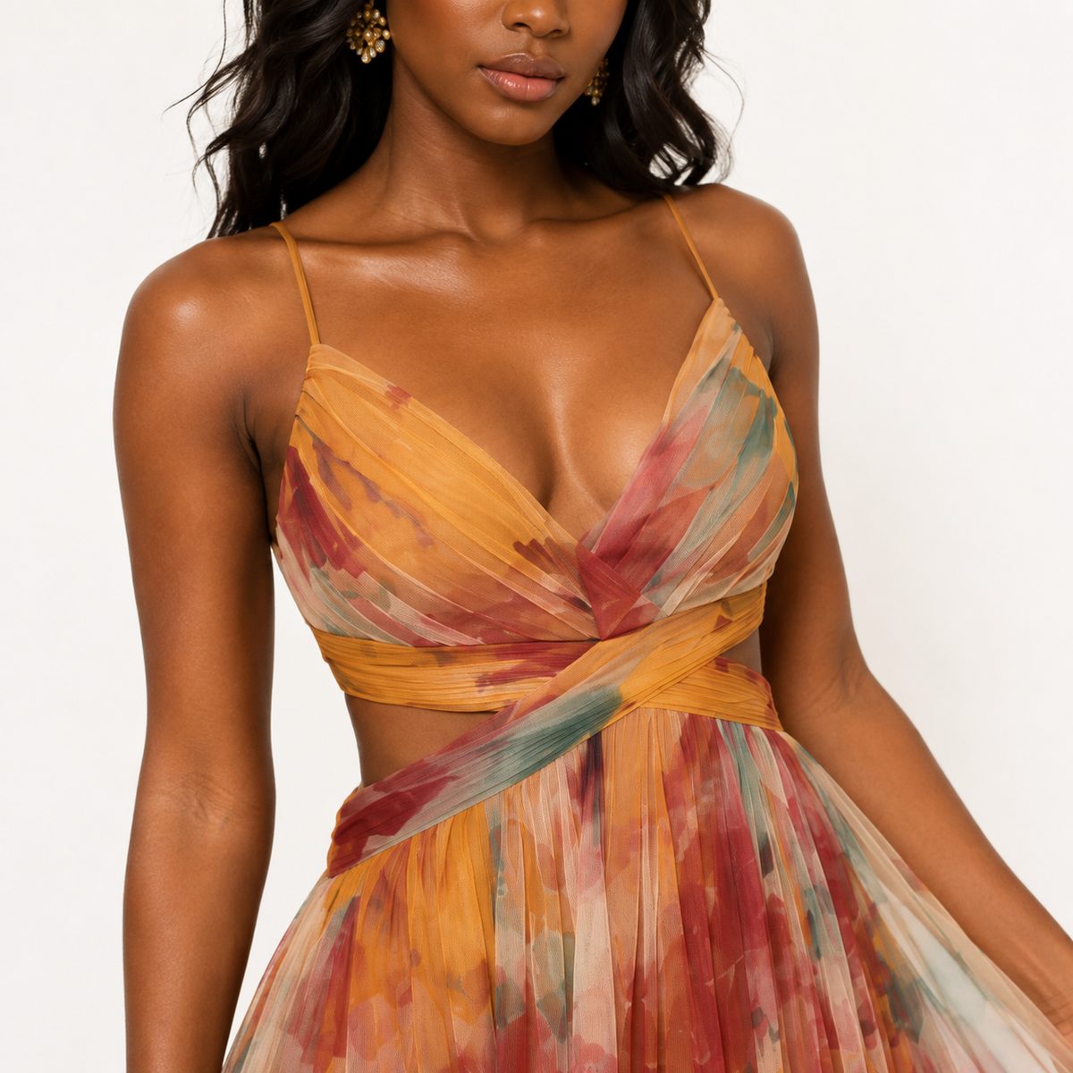 Vestido Aurora Estampado com Drapeado