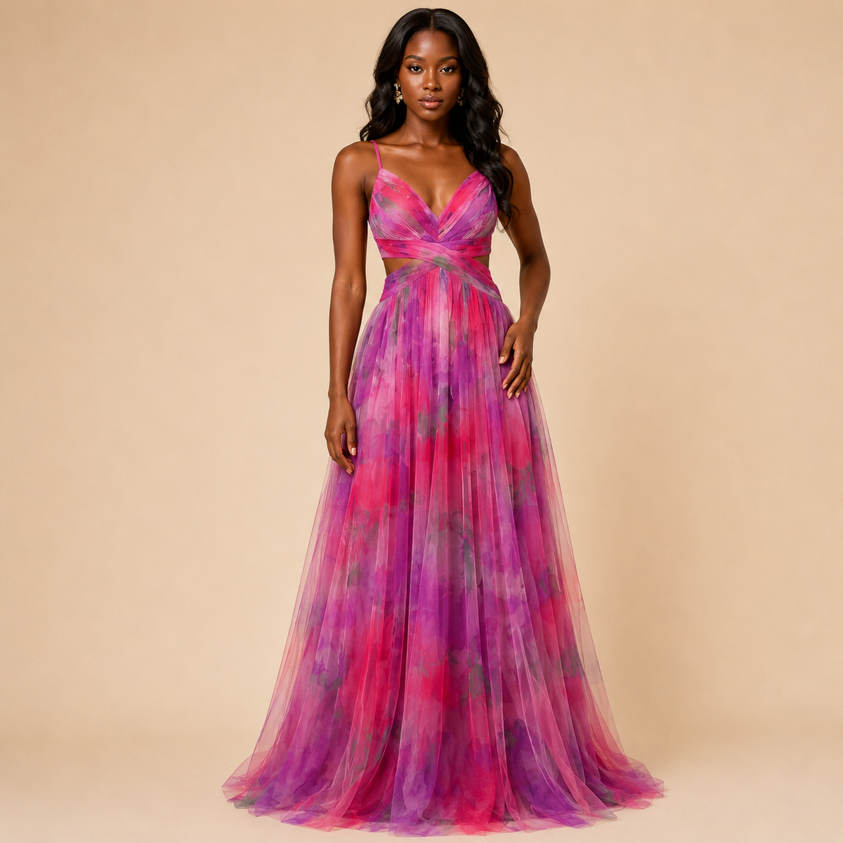 Vestido Aurora Estampado com Drapeado